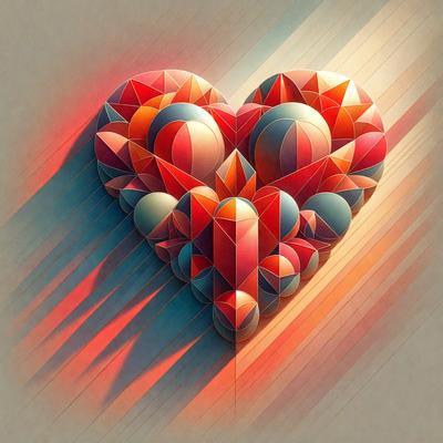The primary subject of the image is a heart-shaped balloon. The heart is made up of multiple smaller balloons, creating a unique and visually appealing design. The setting is a colorful background, which adds to the overall vibrant and cheerful atmosphere of the image. The visual style is a combination of digital art and illustration, showcasing the artist's creativity and skill in crafting a visually striking piece. The colors and mood of the image are predominantly warm and inv